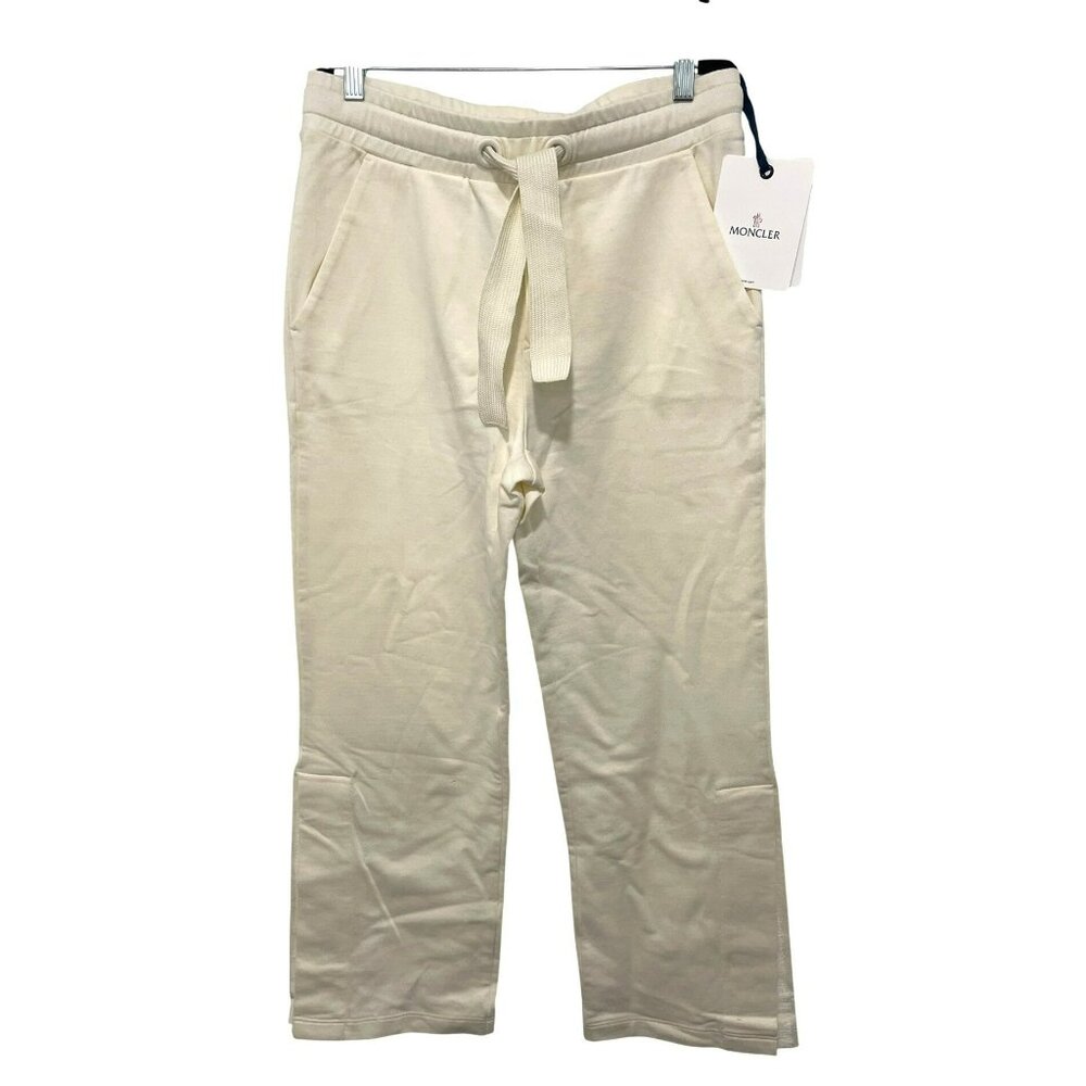 Moncler Womens Cream Drawstring Pull On Lounge Side Slip Pants Small New